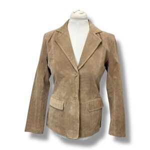 Chadwicks Vintage 90s Y2K Womens Genuine Suede Leather Blazer Jacket Size 6 Tan